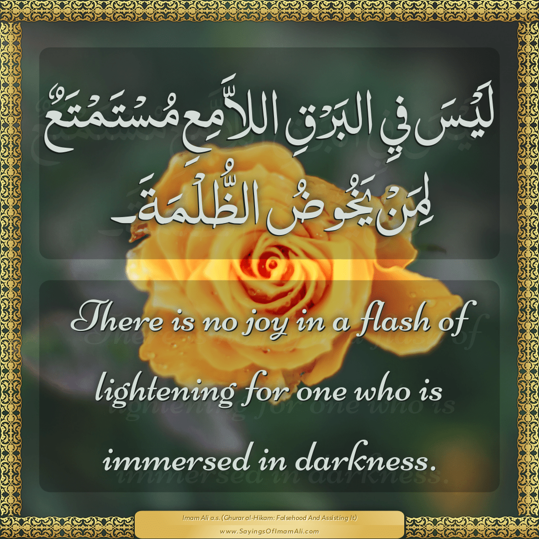 There is no joy in a flash of lightening for one who is immersed in...